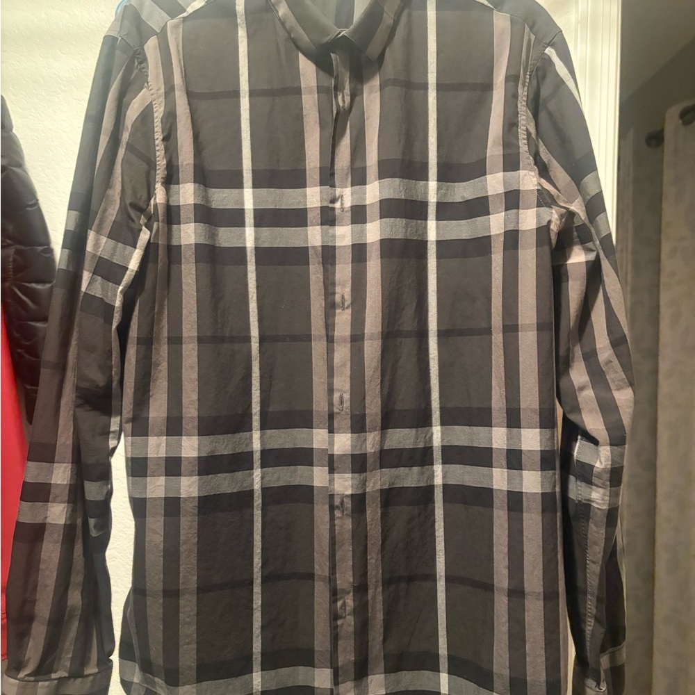 Burberry Black and Gray Checkered Shirt
